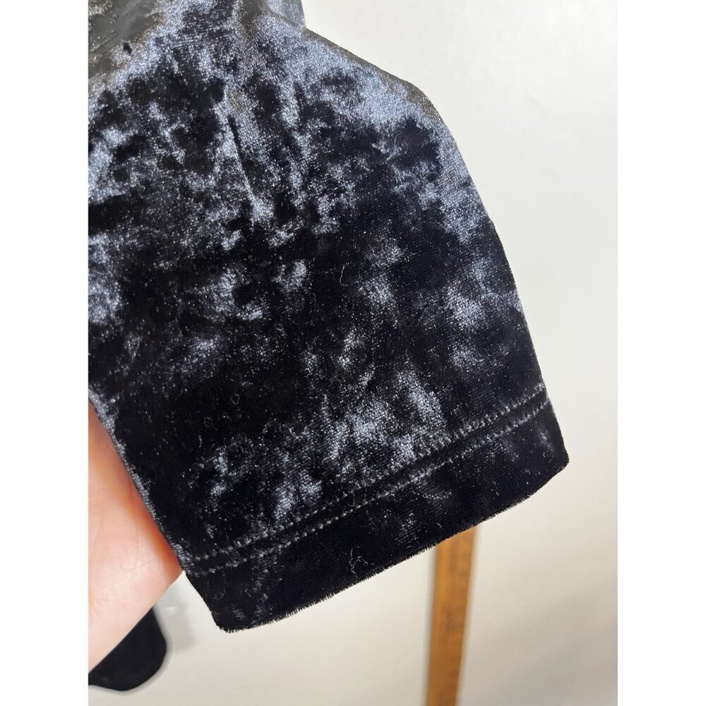 Crushed Velvet Dress Black L Bodycon Vampire Witchy Fairy Grunge Skater Retro - Picture 2 of 6